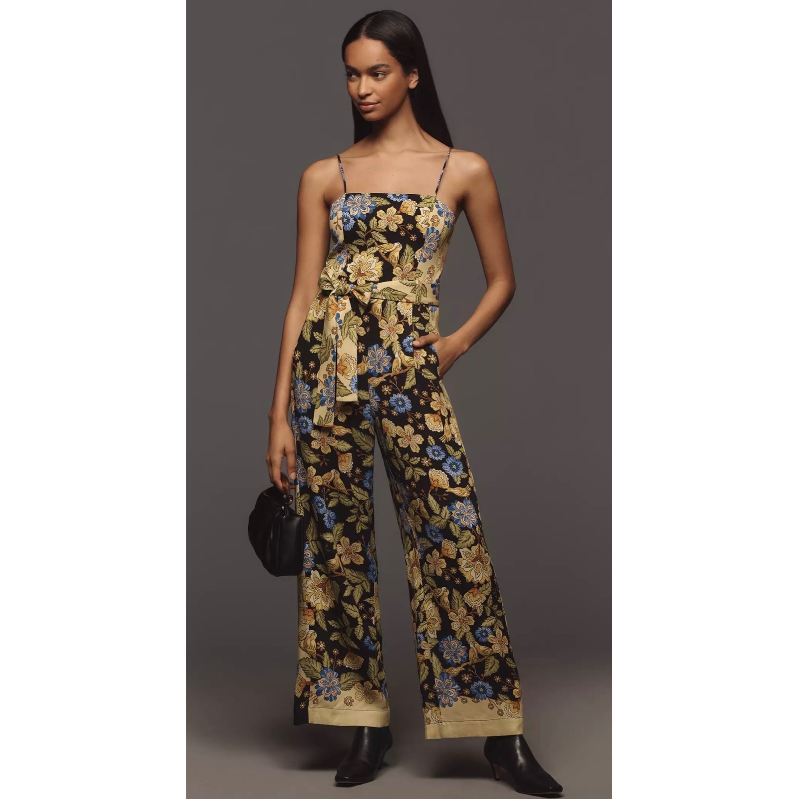 Farm Rio For Anthropologie Floral Wide Leg Jumpsuit Motif Bird Print Size Small